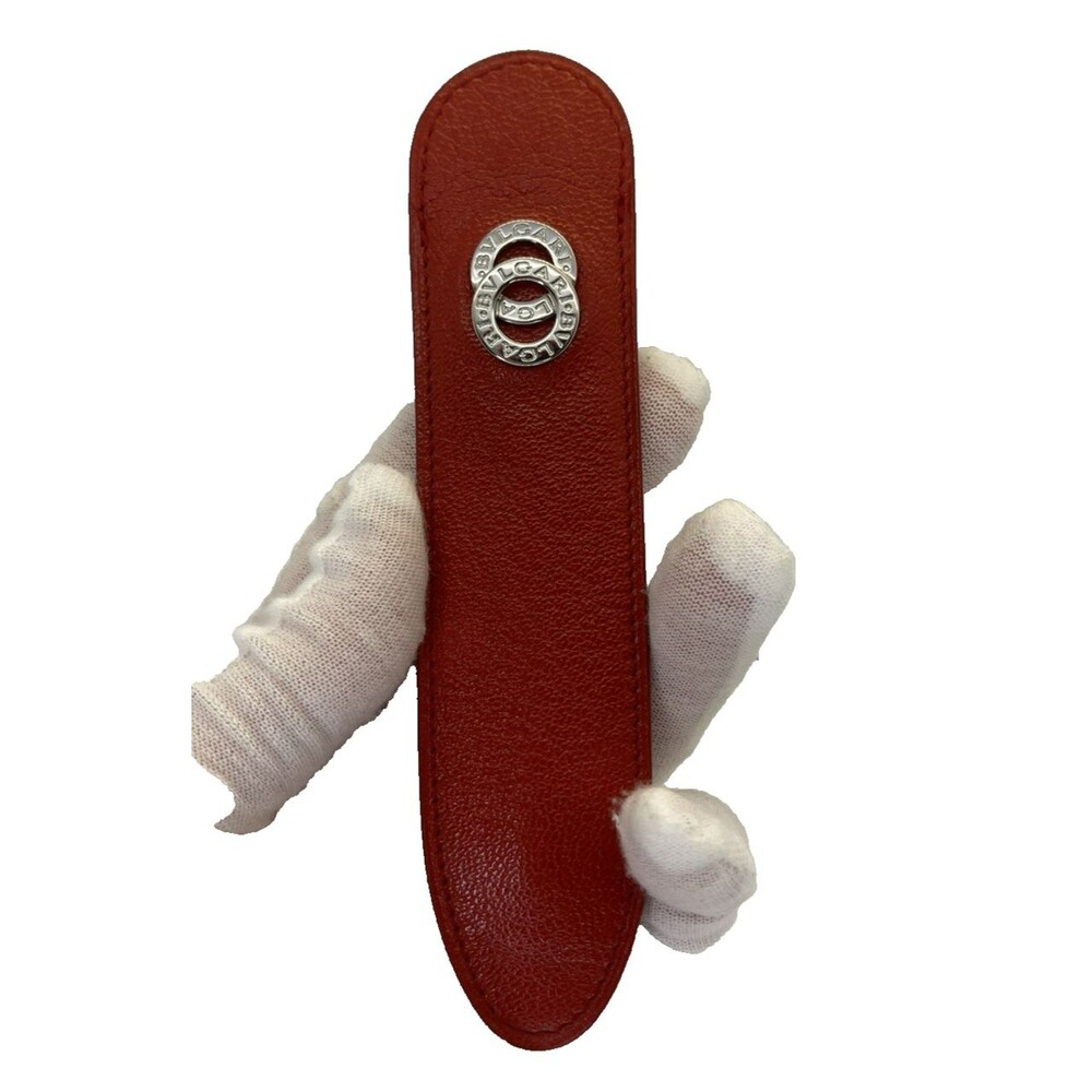 BVLGARI Doppiotondo Red Leather Pen Case Authentic Italy Luxury Vintage/107